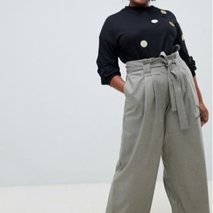 River Island Wide Leg Check Print Pants Size 22